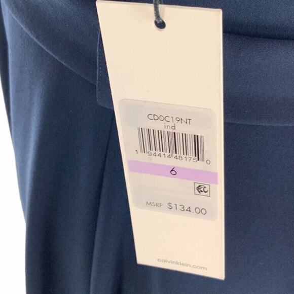 Calvin Klein Sleeveless Fit & Flare Womens Back Zip Button Waist Dress Size 6 - Picture 5 of 7